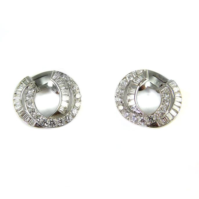 Pair of diamond hoop earrings | MasterArt